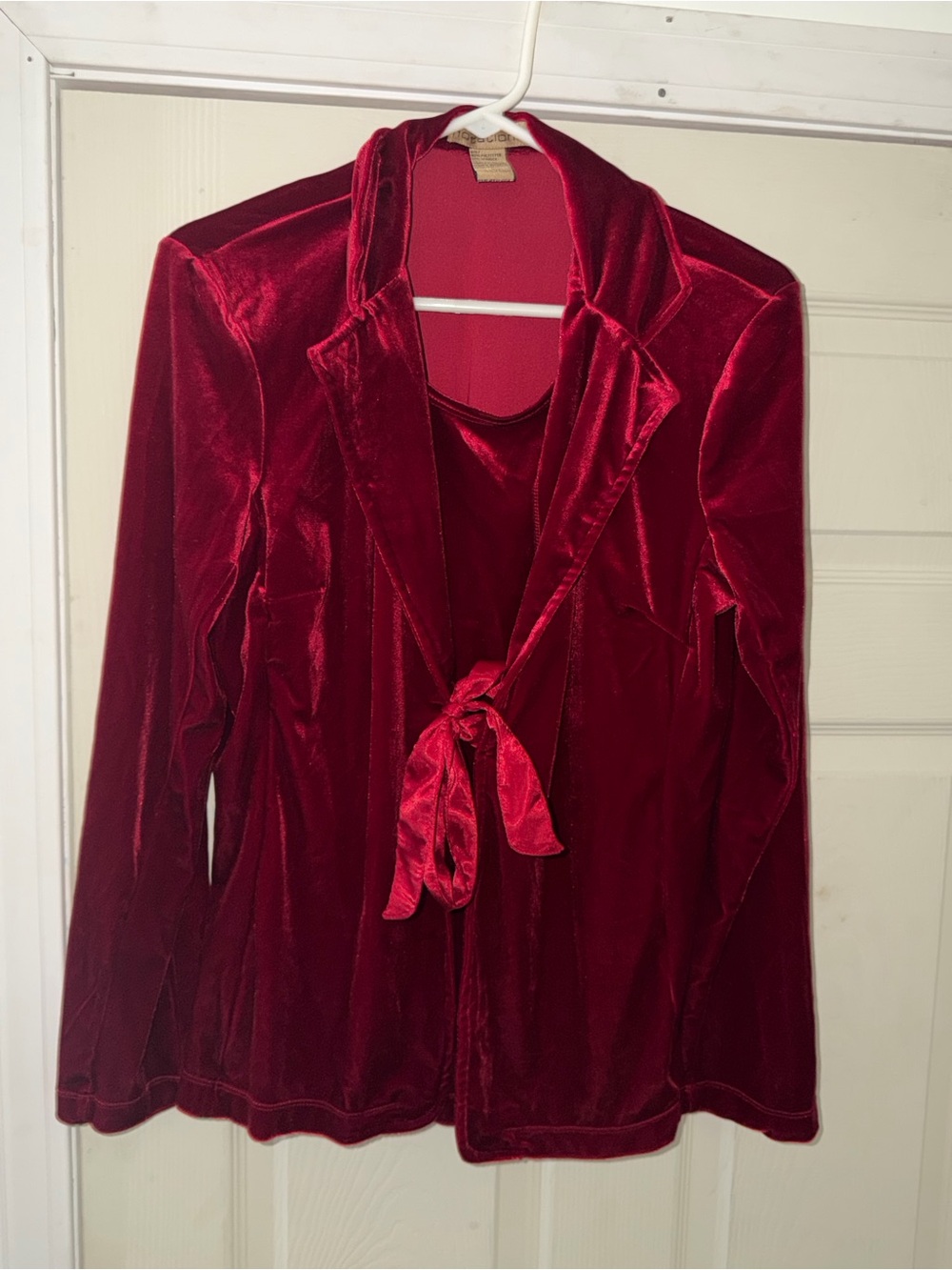 Notations Red Velvet Tie-Front Women's Blazer Jacket Holiday